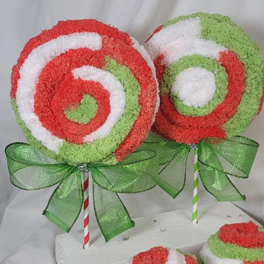 Decorative Chunky Yarn Christmas Lollipops,  Yarn Lollipops‎ - Set of 2